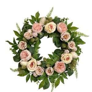 My Texas House 22" Easter Wreath – Peonies & Speckled Eggs